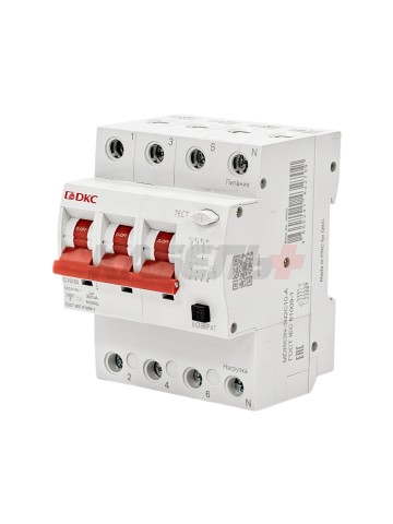 Дифавтомат YON max типа MDR, 3P+N, 30mA, 10A, хар-ка C, 6kA, тип A DKC