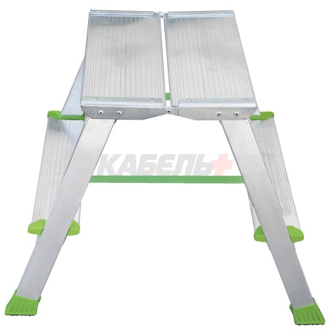 Стремянка 2 ступени ал. 2-х сторонняя с увеличенной площадкой (260мм) серия NV212 Новая высота
