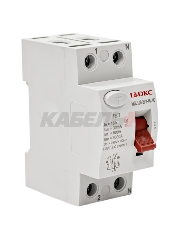 Устройство защитного отключения УЗО ВДТ YON MAX MDL100, 2P, 30mA, 16A, тип АС DKC