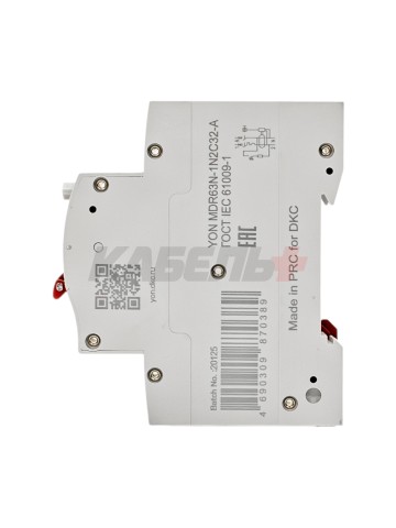 Дифавтомат YON max типа MDR, 1P+N, 30mA, 32A, хар-ка C, 6kA, тип А DKC