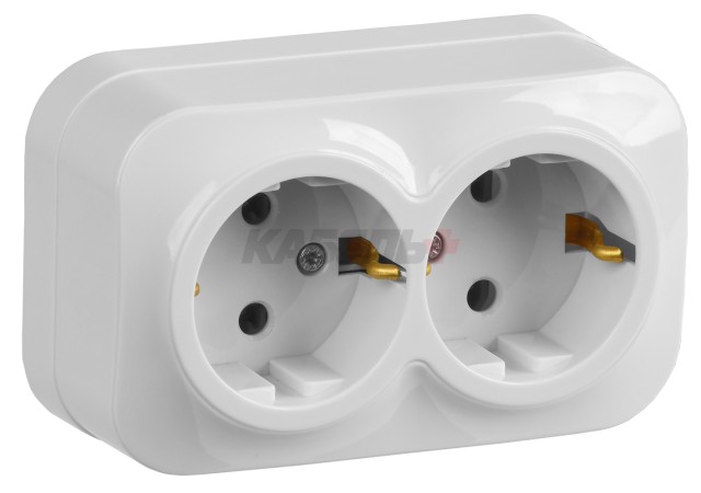 GLORY Розетка 2-местная для открытой установки с заземлением без защитных шторок 16А РС22-3-ХБ белый IEK