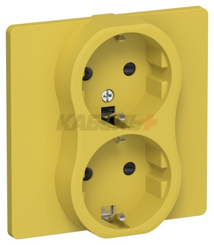 FLITE Розетка 2-местная с заземлением с защитными шторками 16А РСш12-0-К-ФлЖК желтый карри IEK