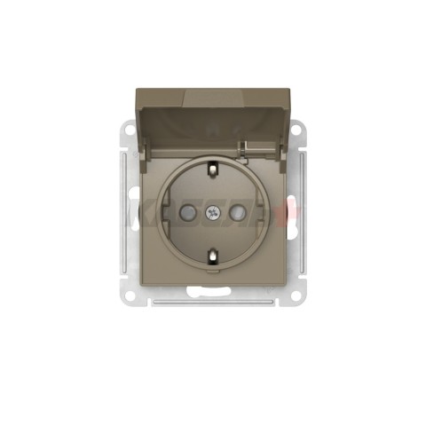 ATLASDESIGN РОЗЕТКА с заземлением со шторками с крышкой,16А,IP20, мех.,быстрозажим. клем., ШАМПАНЬ