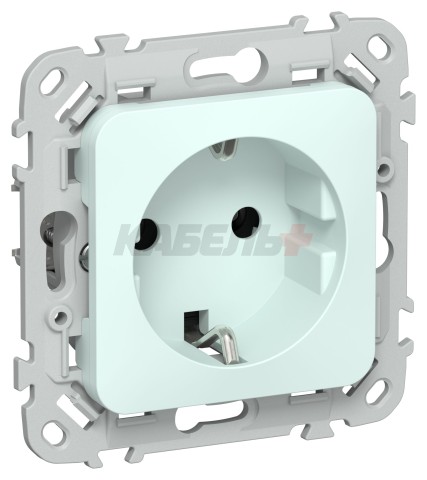 FLITE Розетка с заземлением без защитных шторок 16А РС11-0-ФлХЛ холодный лед IEK