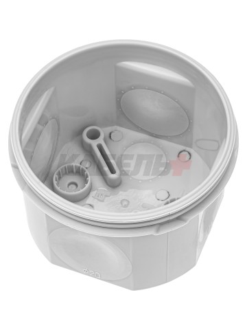 Распаячная коробка, двухкомпонентная, ОП D70х50 мм, IP66, 4 вх., серая, инд. штрихкод TDM