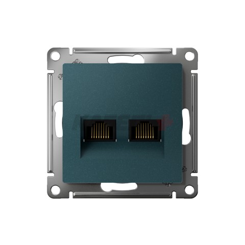 ATLASDESIGN РОЗЕТКА двойная компьютерная RJ45+RJ45 кат. 5e, механизм, ИЗУМРУД