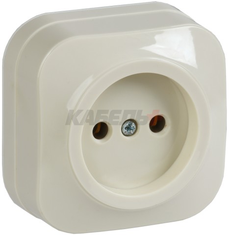 GLORY Розетка 1-местная для открытой установки без заземления без защитных шторок 10А РС20-2-ХК кремовый IEK