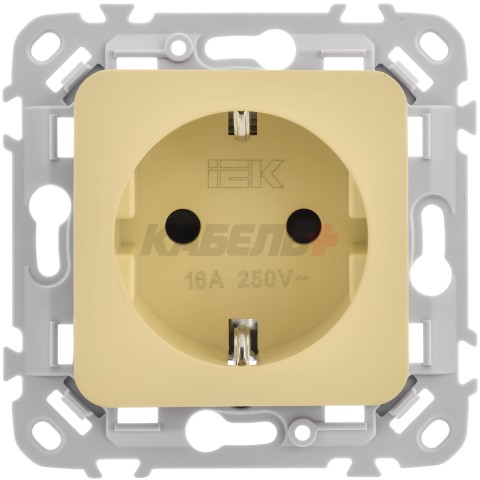 FLITE Розетка с заземлением без защитных шторок безвинтовое крепление 16А РС11-1-ФлН навахо IEK