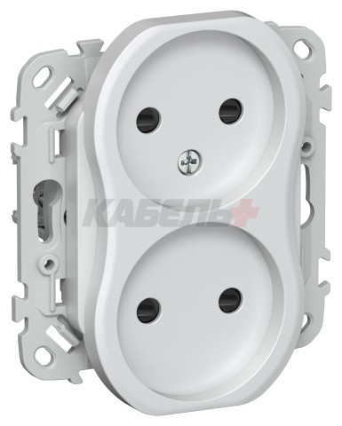 FLITE Розетка 2-местная без заземления с защитными шторками безвинтовое крепление 10А РСш02-1-ФлЖ жемчуг IEK