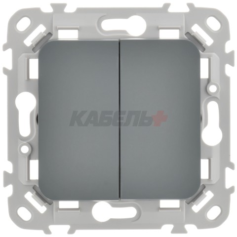 FLITE Выключатель 2-клавишный 10А ВС12-1-0-ФлМА мокрый асфальт IEK