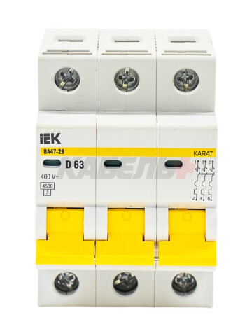 KARAT Автоматический выключатель ВА47-29 3P D 63А 4,5кА IEK