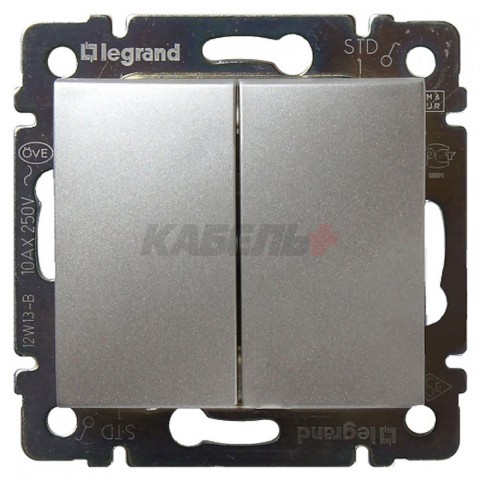 Valena - Кнопка переключатель двухклавишный, алюминий