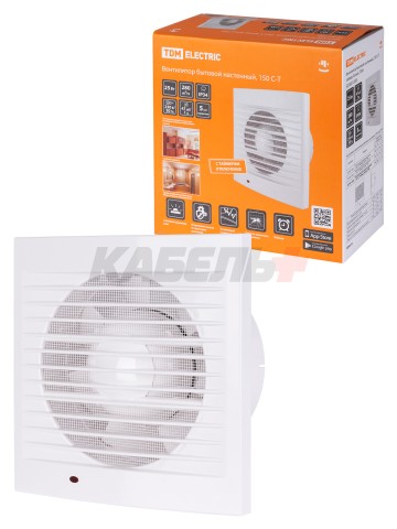 Вентилятор бытовой настенный, 150 С-Т, таймер, белый, TDM