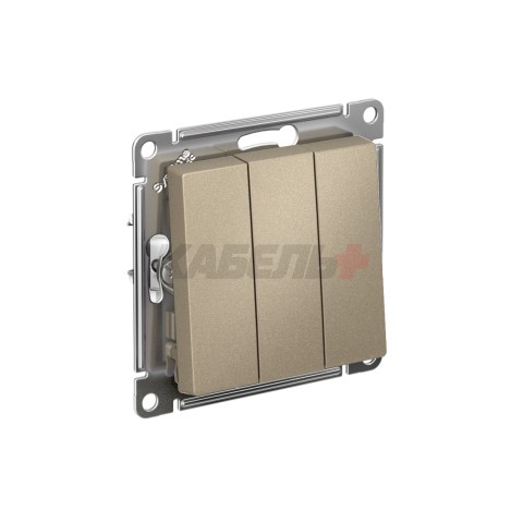 ATLASDESIGN 3-клавишный ВЫКЛЮЧАТЕЛЬ, сх.1+1+1, 10АХ, механизм, ШАМПАНЬ