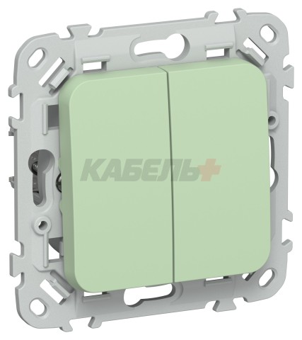 FLITE Выключатель 2-клавишный 10А ВС12-1-0-ФлФ фисташковый IEK