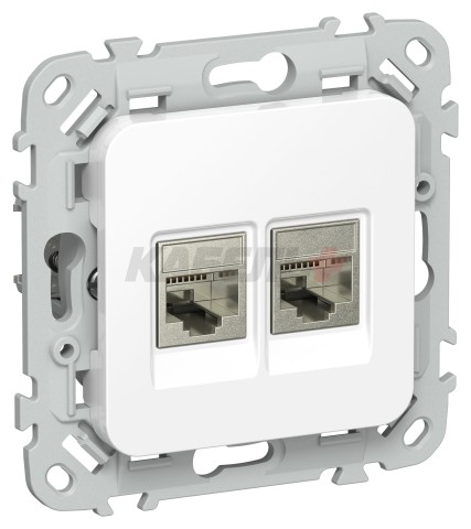 FLITE Розетка 2-местная RJ45/RJ11 категория 6/3 STP РКТ6/3-2-1-ФлБ белый IEK