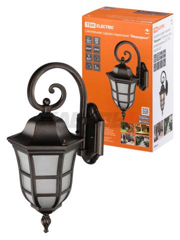 Светильник садово-парковый "Меридиан" 100 Вт, вниз, алюм., матовое/кофейный, Е27, TDM