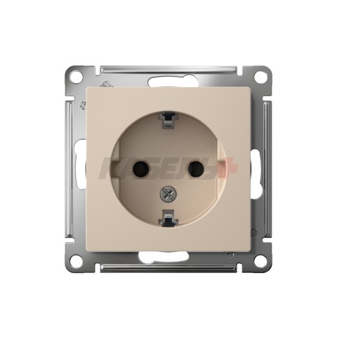 ATLASDESIGN РОЗЕТКА с заземлением со шторками, 16А, механизм, ПЕСОЧНЫЙ