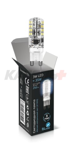 Лампа Gauss LED G9 AC85-265V 3W 4100K 1/20/200