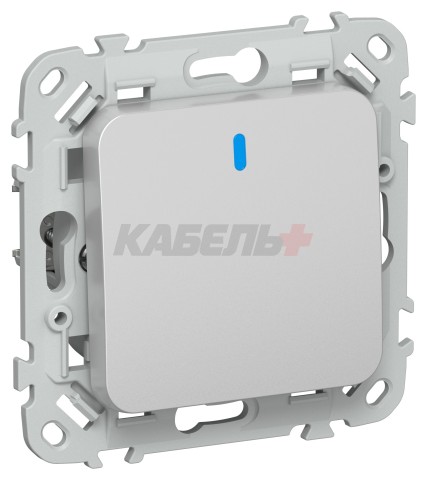 FLITE Выключатель 1-клавишный проходной с индикацией 10А ВС61-1-1-ФлА алюминий IEK