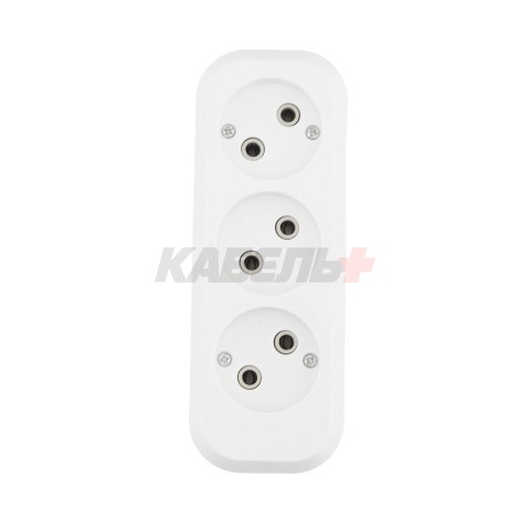 Розеточная колодка GSB-10-3-IP20 Classic, 10А, 3 места, б/з, б/в, IP20, 1/50