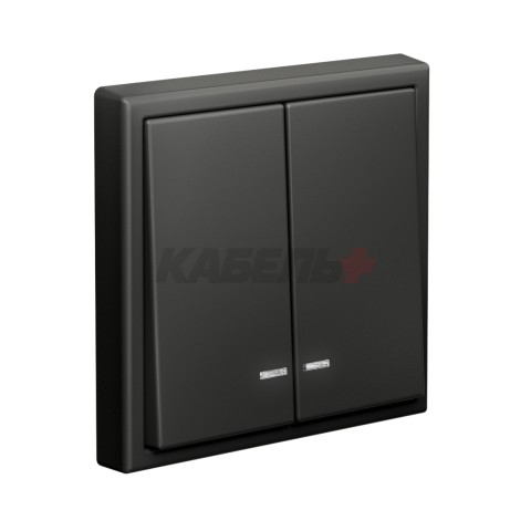 ARTGALLERY 2-клавишный ВЫКЛЮЧАТЕЛЬ с подсветкой, сх.5а, 10АХ, механизм, быстрозажим. клем., БАЗАЛЬТ