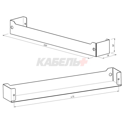 Полка для хранения 500x78мм, металлическая, настенная, черная REXANT