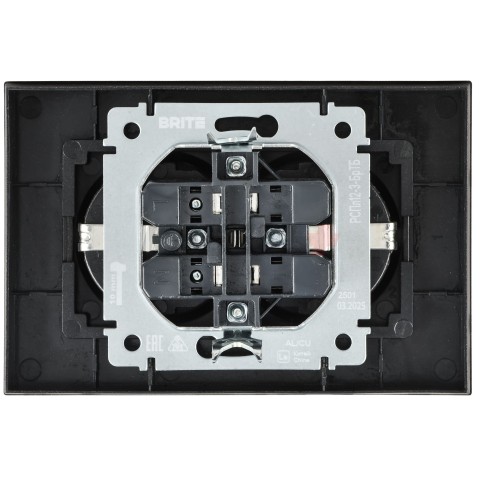 BRITE Розетка 2-местная с заземлением без защитных шторок плоская 16А в сборе РСПл12-3-БрТБ темная бронза IEK