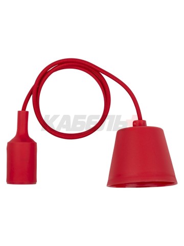 Патрон пластиковый Е27 с подвесом 1 м, красный TDM