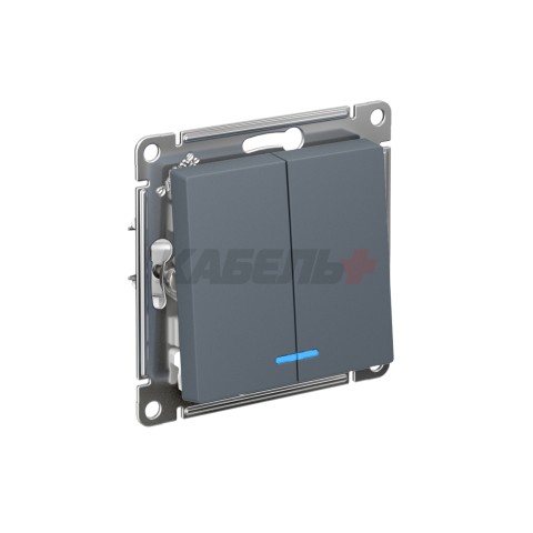 ATLASDESIGN 2-клавишный ВЫКЛЮЧАТЕЛЬ с подсветкой, сх.5а, 10АХ, мех., быстрозажим. клем., ГРИФЕЛЬ