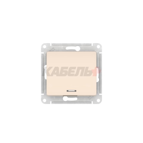 GLOSSA 1-клавишный ВЫКЛЮЧАТЕЛЬ с подсветкой, сх.1а, 10АХ, мех., быстрозажим. клем., БЕЖЕВЫЙ