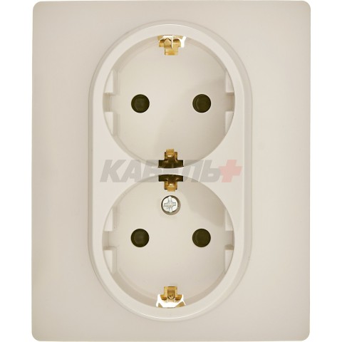 INSPIRIA Розетка 2-местная с заземлением с защитными шторками 16А в сборе слоновая кость