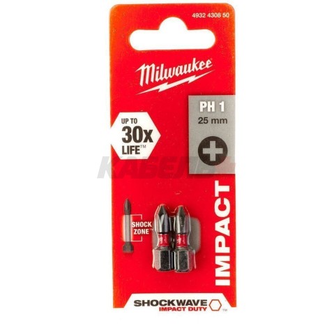 Насадка Milwaukee SHOCKWAVE PH1 25мм (2 шт) 4932430850