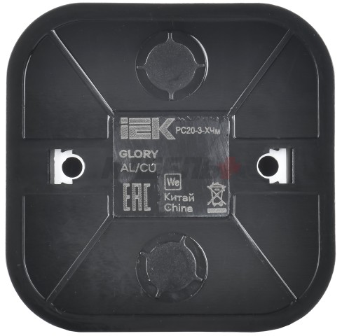 GLORY Розетка 1-местная для открытой установки с заземлением без защитных шторок 16А РС20-3-ХЧм черный матовый IEK