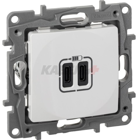 Etika - Зарядное устройство с двумя USB-разъемами Type C, 3000mA (белый)