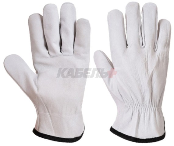 Перчатки из белой козьей кожи, полностью покрывающие ладонь, без подкладки, класс ВС для защиты от минимальных рисков (размер 10)