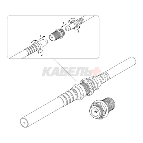 Переходник гнездо F – гнездо F, бочка с кольцом REXANT