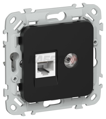 FLITE Розетка 2-местная RJ45/TV категория 6 UTP РКТВ6-2-0-ФлЧ черный IEK