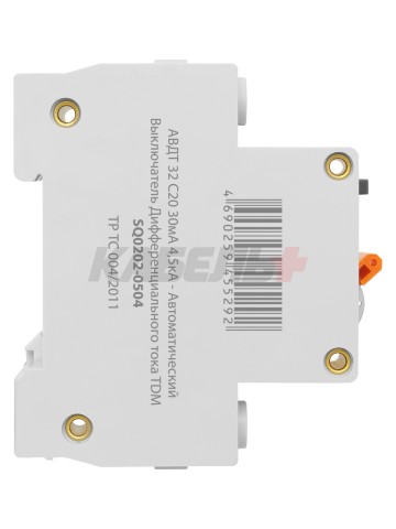 АВДТ 32 2P(1P+N) C20 30мА 4,5кА тип АС - Дифавтомат TDM