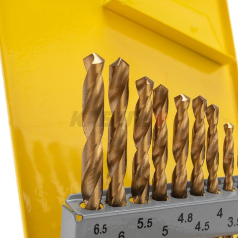 Набор сверл по металлу, 1,5-6,5мм (через 0,5мм, 3,2мм, 4,8мм), НSS, ТИТАН, цилиндрический хвостовик,
