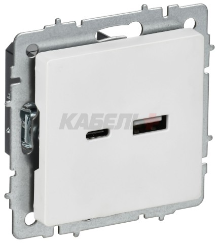 BRITE Розетка USB A+C 18Вт РЮ11-1-БрАБ арктический белый IEK