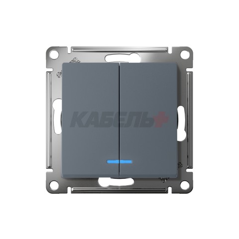 ATLASDESIGN 2-клавишный ВЫКЛЮЧАТЕЛЬ с подсветкой, сх.5а, 10АХ, мех., быстрозажим. клем., ГРИФЕЛЬ