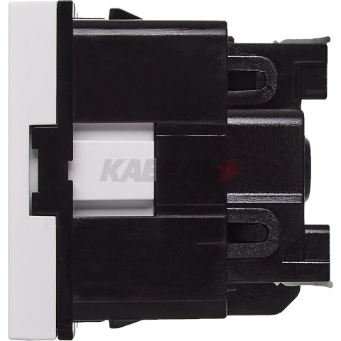 Розетка с заземляющим контактом защитной шторкой и безвинтовым зажимом (2 модуля) белая