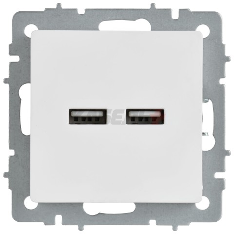 BRITE Розетка USB A+A 5В 3,1А РЮ10-1-БрАБ арктический белый IEK