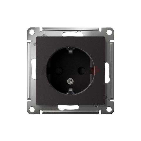 ATLASDESIGN РОЗЕТКА с заземлением со шторками, 16А, механизм, КАРБОН