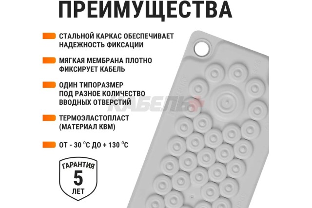 Кабельный ввод мембранный КВМ-50, ТЭП, RAL7035, IP66, 50 вводов TDM