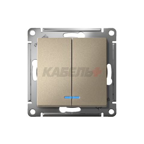 ATLASDESIGN 2-клавишный ВЫКЛЮЧАТЕЛЬ с подсветкой, сх.5а, 10АХ, механизм, ШАМПАНЬ