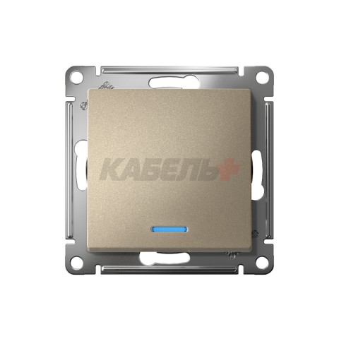 ATLASDESIGN 1-клавишный ВЫКЛЮЧАТЕЛЬ с подсветкой, сх.1а, 10АХ, мех., быстрозажим. клем., ШАМПАНЬ