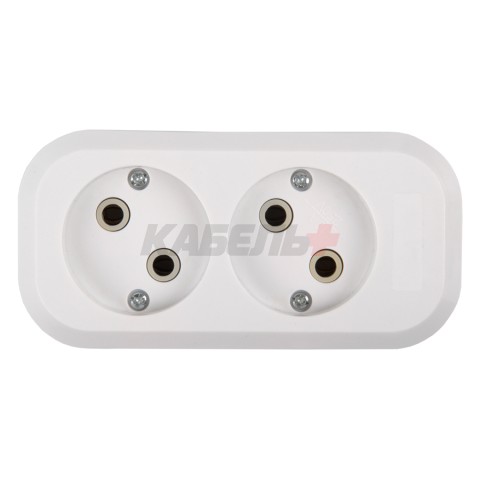 Розеточная колодка GSB-10-2-IP20 Easy, 10А, 2 места, без заземления, без выключателя, IP20.