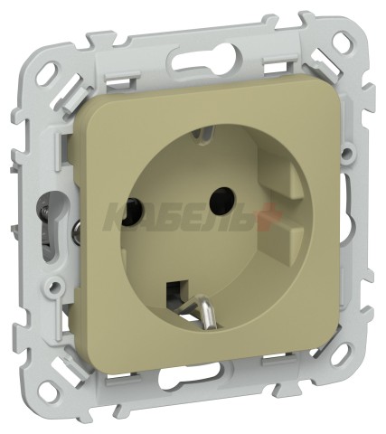 FLITE Розетка с заземлением с защитными шторками 16А РСш11-0-ФлО оливковый IEK